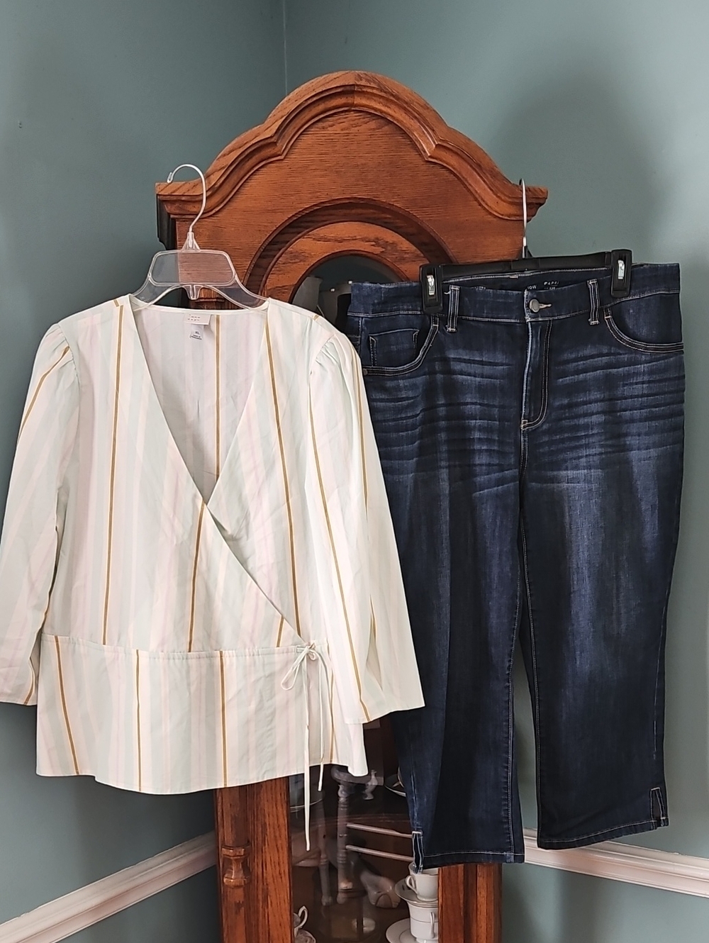 Striped Wrap-Front Women's Top & Vera Wang Capri Jeans